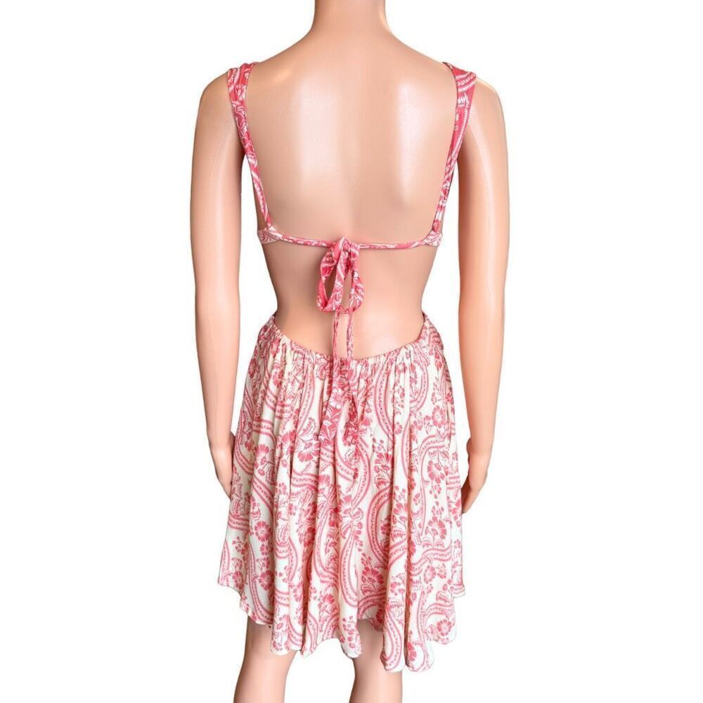 Agua Bendita Gillian Tout Cutout Mini Dress Pink Floral Resort Vacation Medium - Picture 6 of 8